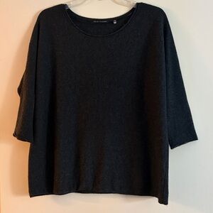 Elie Tahari Women’s Charcoal 100% Cashmere Quarter Sleeve oversized Sweater,  S